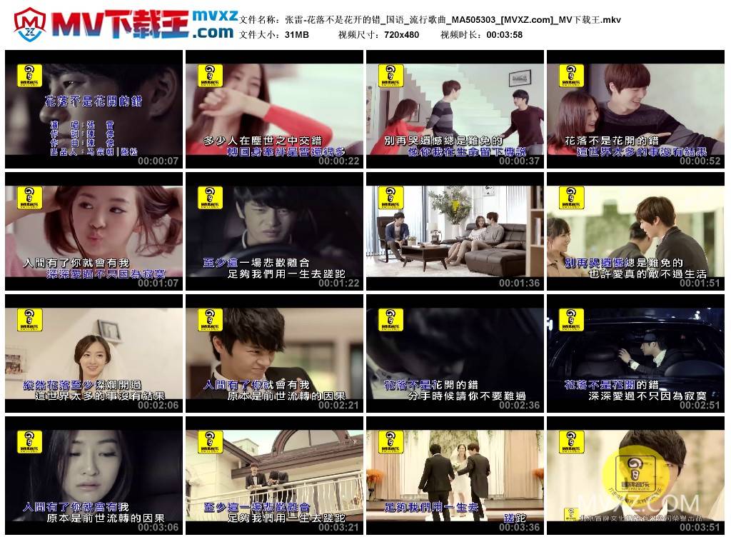 张雷-花落不是花开的错_国语_流行歌曲_MA505303